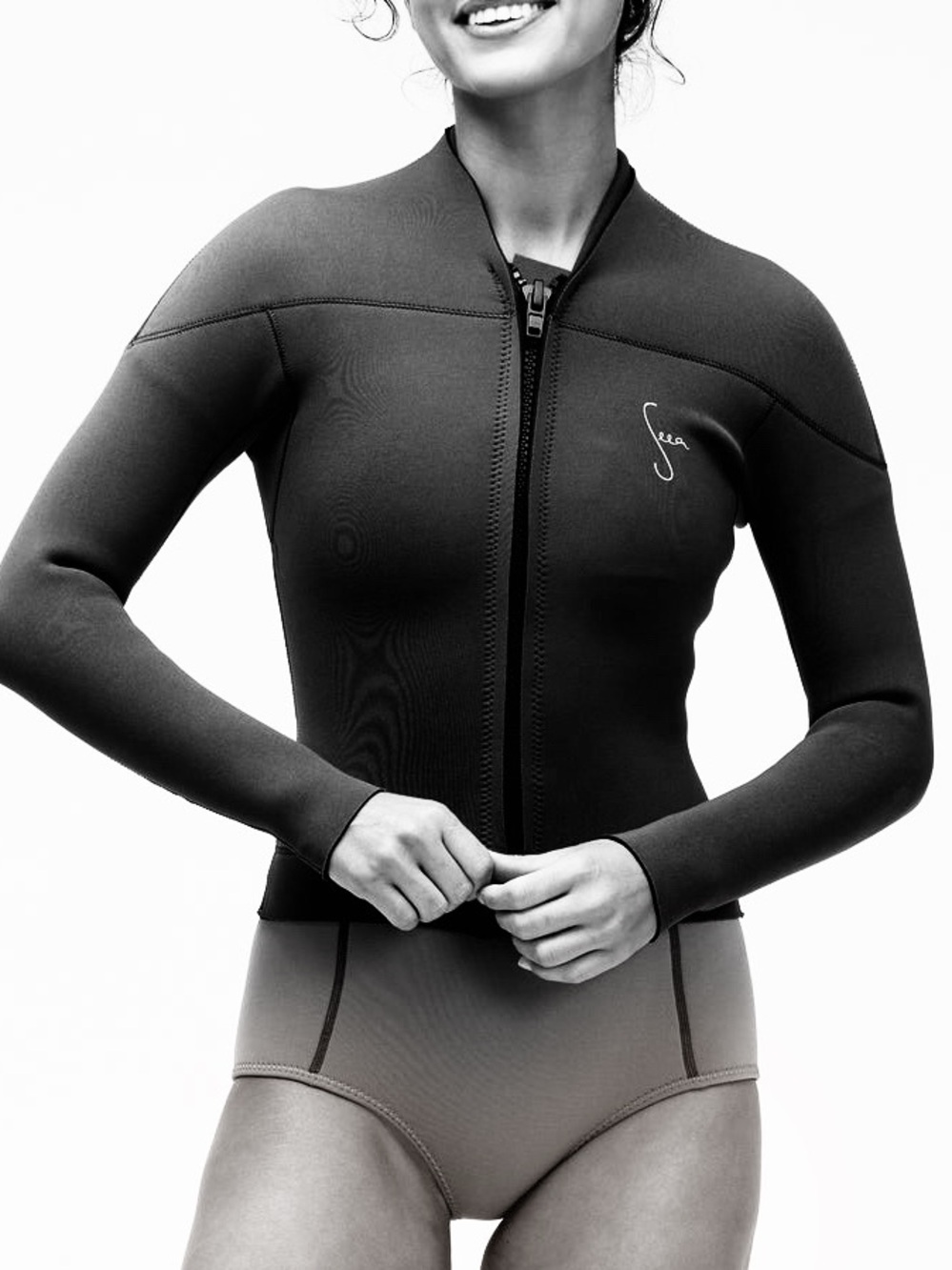 NEW Seea Haze 2mm Yulex Jacket Black Small  Sustainable Surf Jacket Zip Front